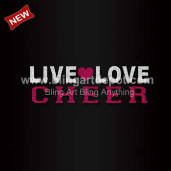 Live Heart Cheer Iron On Transfer Glitter Vinyl Live Heart Cheer Iron On Transfer Glitter Vinyl